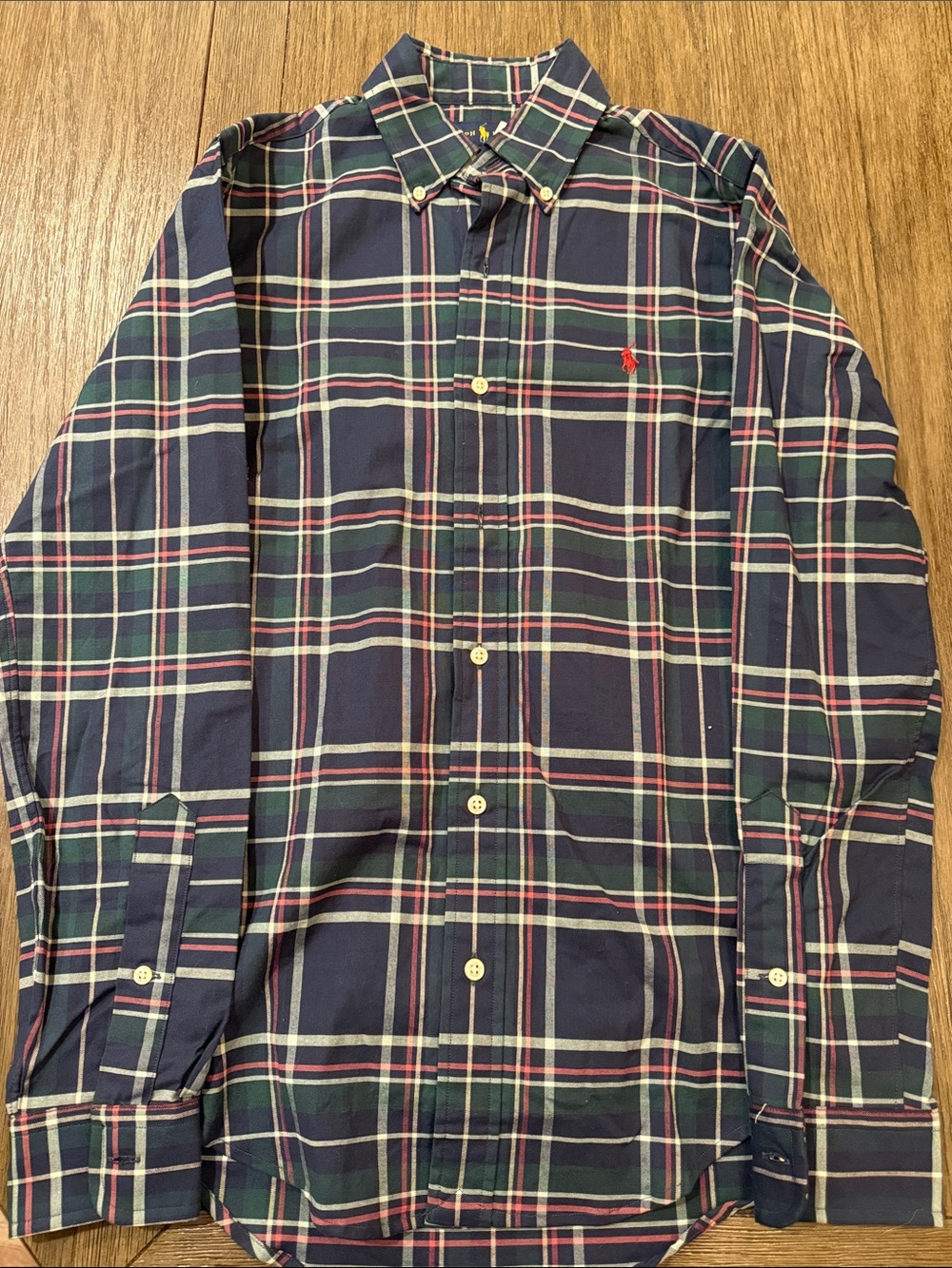 Ralph Lauren Navy, Green & Red Plaid Button-Down Shirt Slim Fit